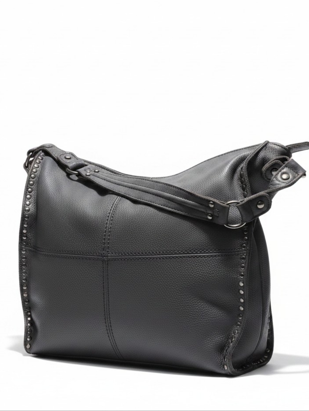 The Sak Silverlake Gray Studded Hobo Leather Bag